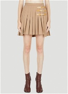 Belt Straps Pleated Skirt in Brown