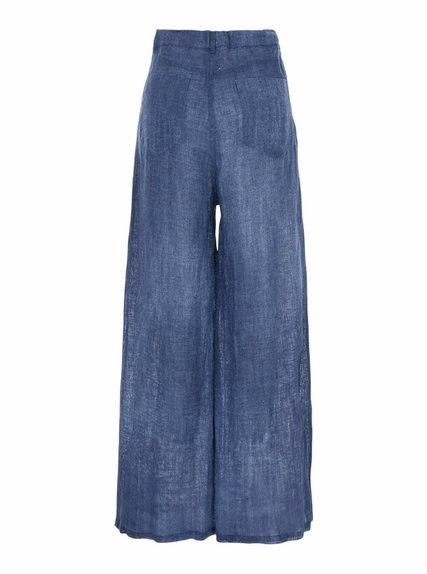 Photo: Merci Blue Pants With Elastic Waist With Drawstring And Lightweight Design In Fabric Woman