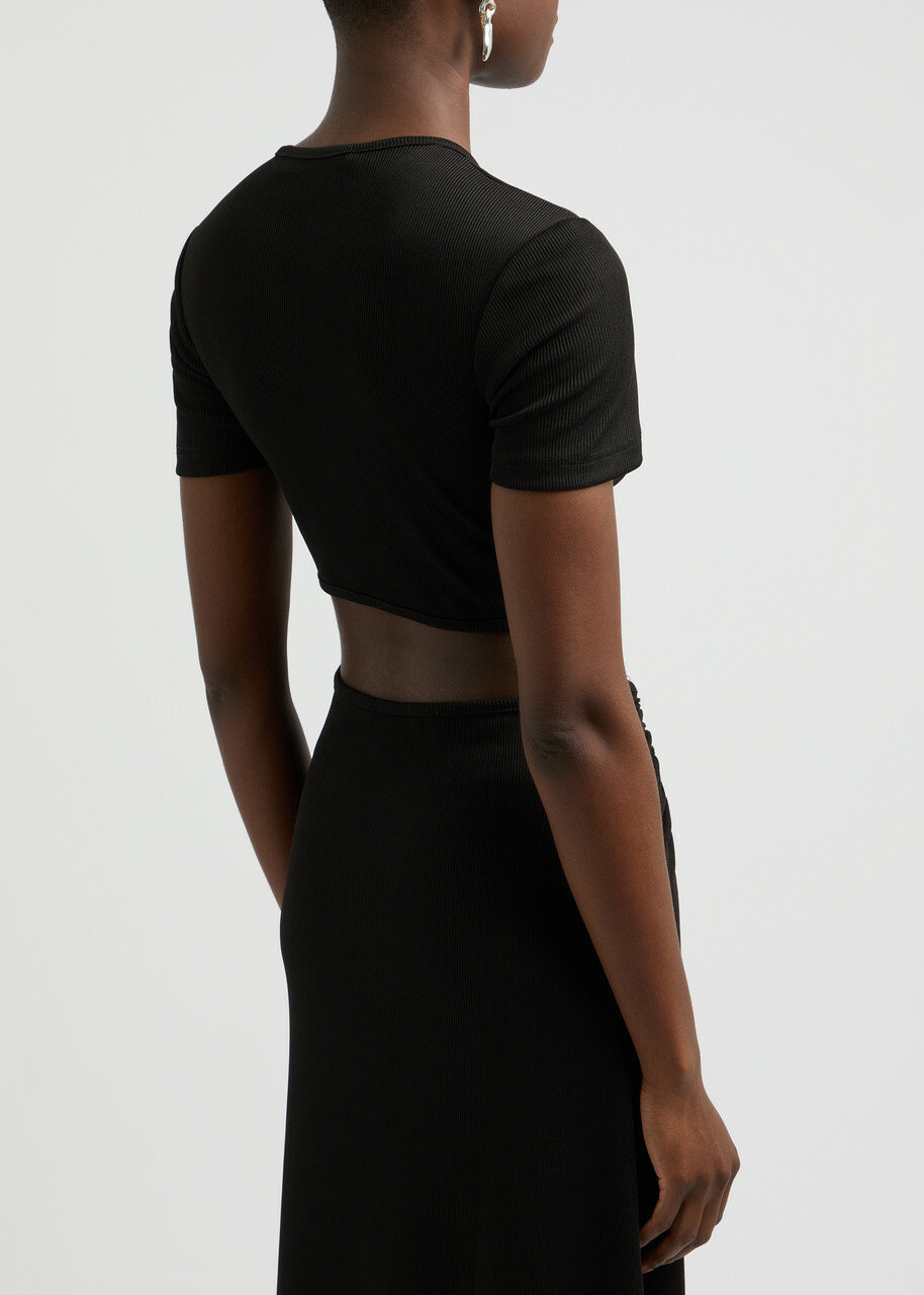 Christopher Esber Moodstone Cropped Stretch-jersey T-shirt Black