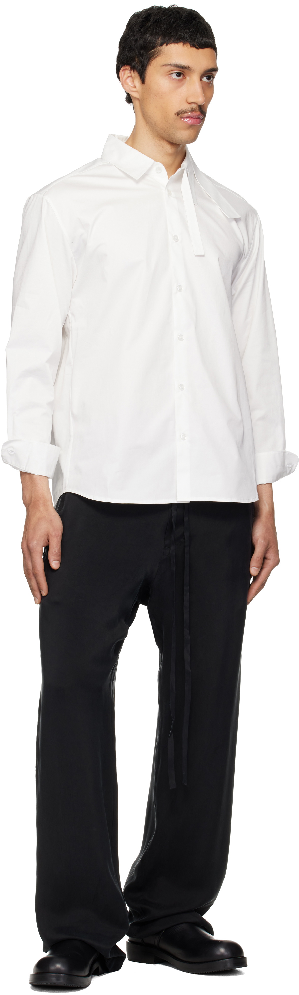 POST ARCHIVE FACTION (PAF) White Trimmed A Shirt