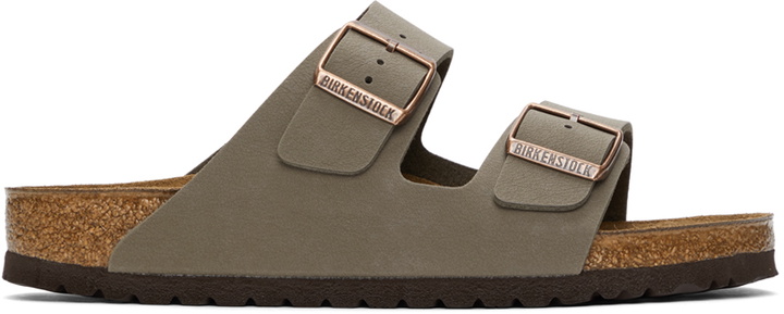 Photo: Birkenstock Taupe Birkibuc Arizona Sandals