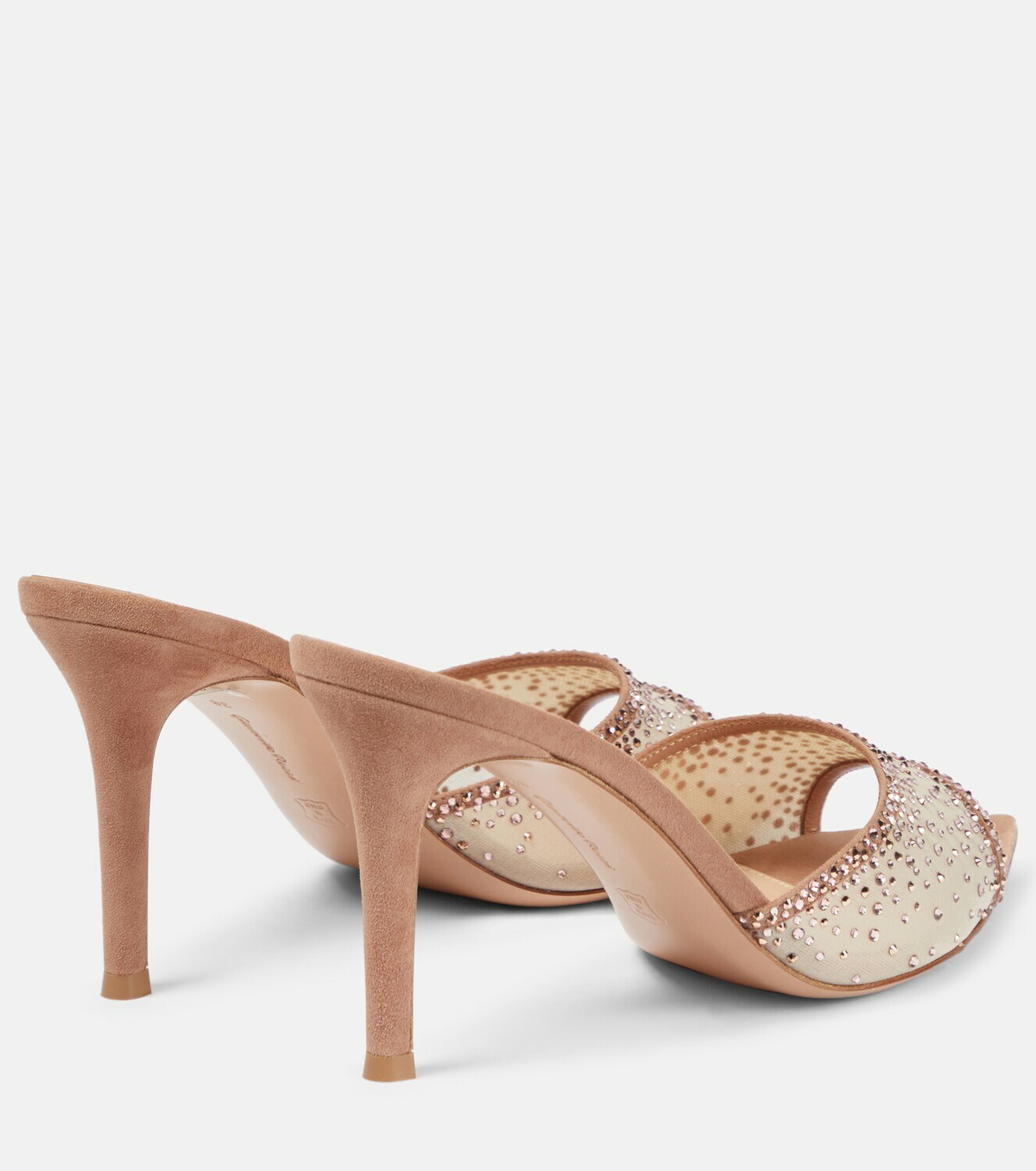 Gianvito Rossi Rania embellished mesh and suede mules Gianvito Rossi