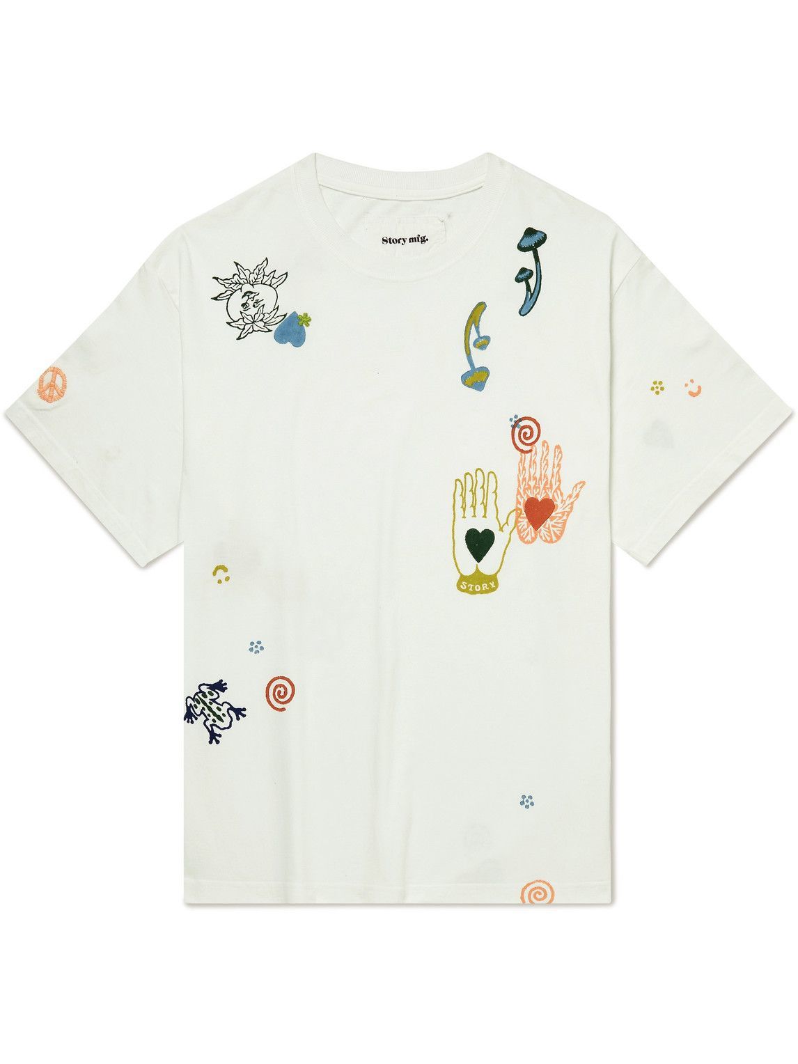 Story Mfg. - Grateful Embroidered Printed Cotton-Jersey T-Shirt