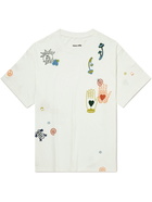 Story Mfg. - Grateful Embroidered Printed Cotton-Jersey T-Shirt - White