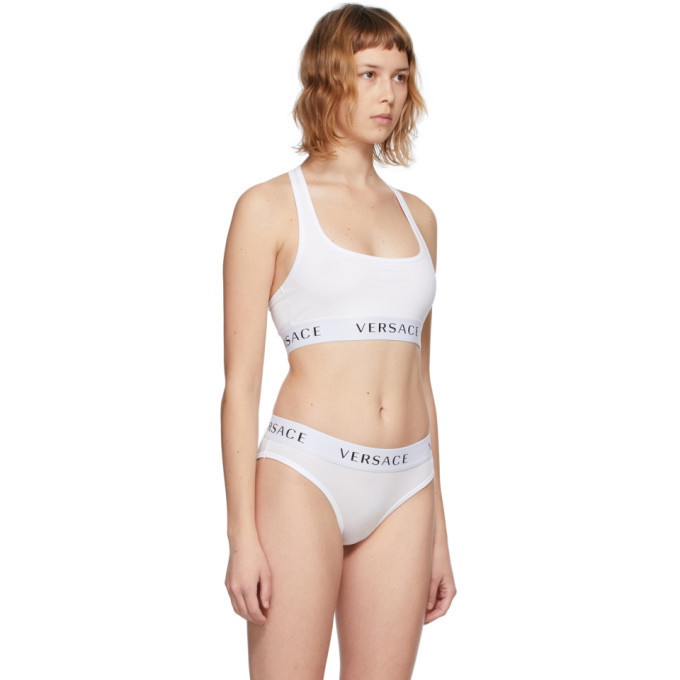 Versace Underwear White Logo Sports Bra – BlackSkinny