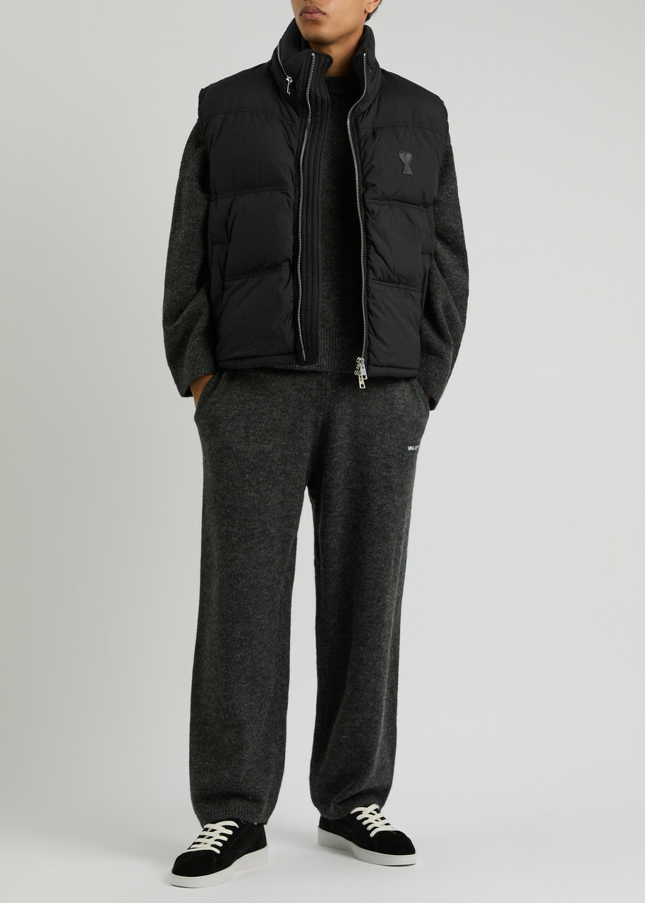 Ami Paris Quilted Hooded Shell Gilet Black
