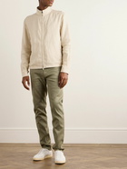 Zegna - Leather-Trimmed Oasi Linen Jacket - Neutrals