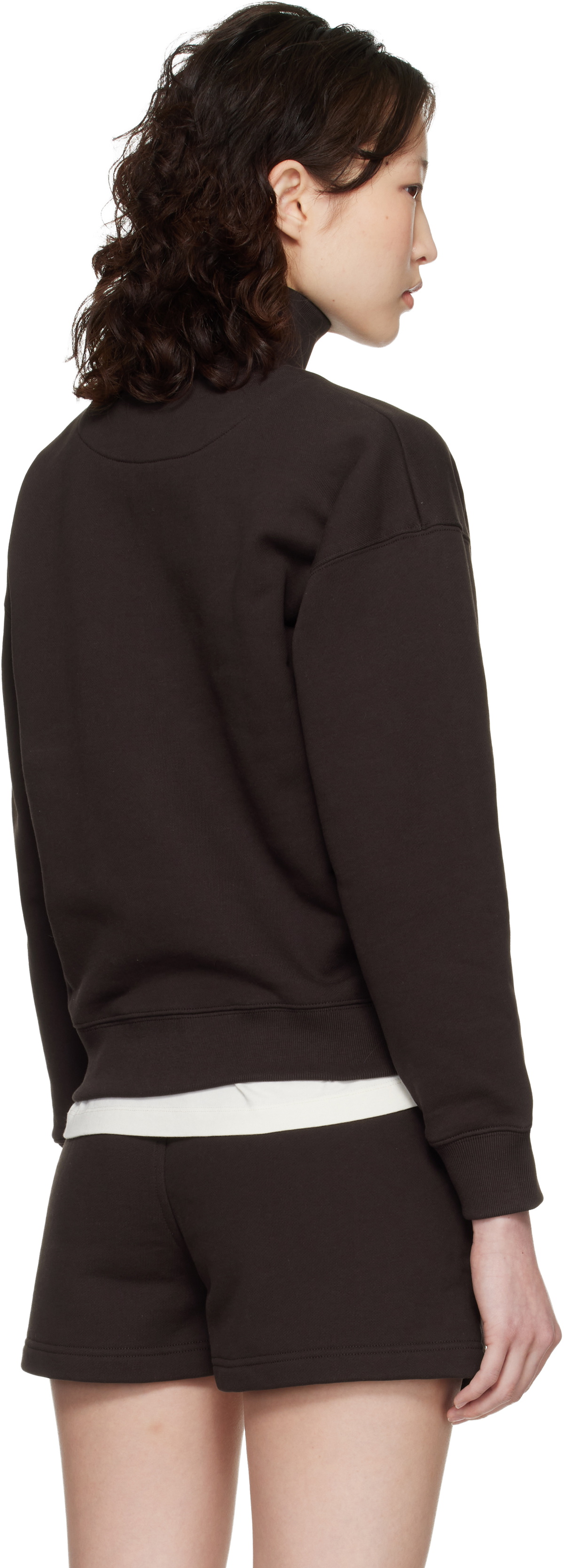 Maison Kitsuné Brown Baby Fox Half Zip Sweatshirt