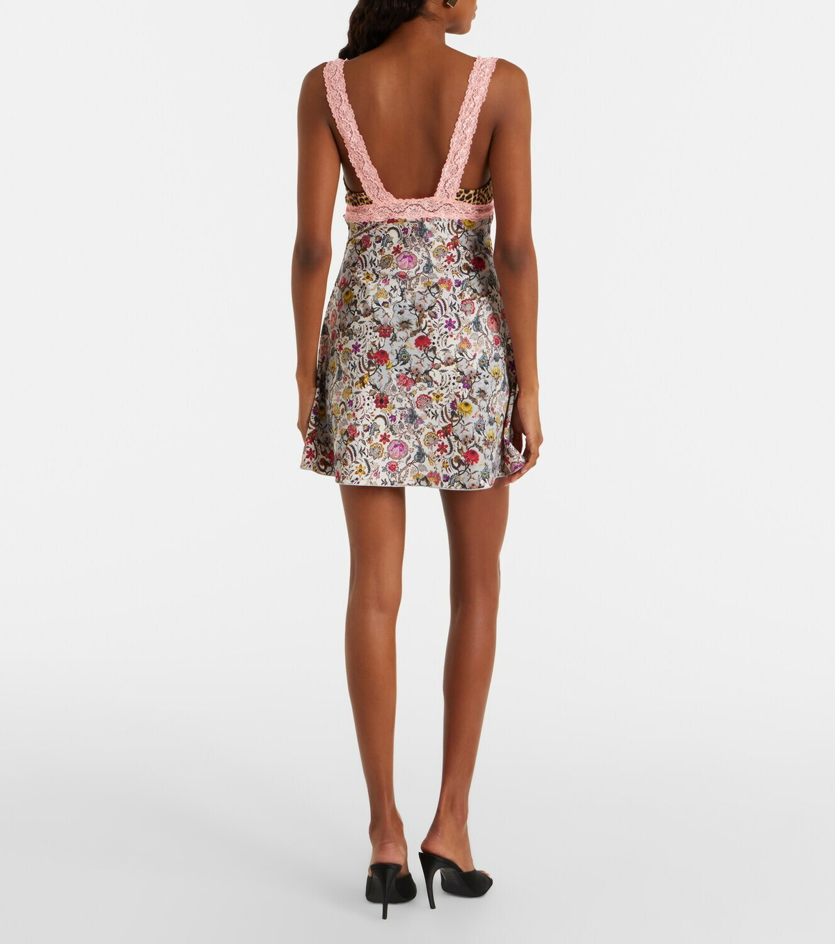 Roberto Cavalli Embellished lace-trimmed minidress