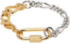 IN GOLD WE TRUST PARIS Gold & Silver Figaro Chain Bracelet