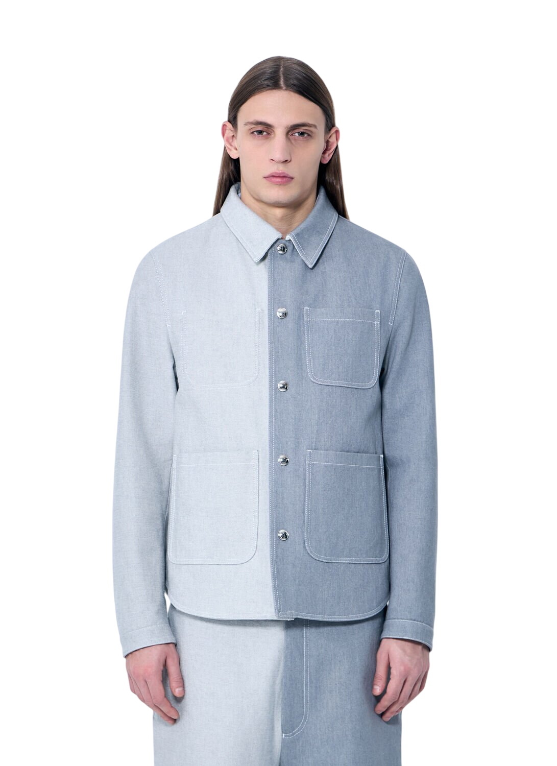 Thom Browne White Down Funnel Neck Double Zip Back Stripe Jacket