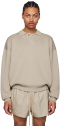 Fear of God Taupe Spread Collar Long Sleeve Polo