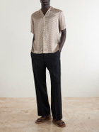 Frescobol Carioca - Roberto Camp-Collar Printed Silk-Voile Shirt - Brown