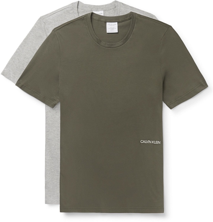 Photo: Calvin Klein Underwear - Two-Pack Logo-Embroidered Cotton-Jersey T-Shirts - Multi