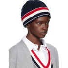 Thom Browne Navy Cable & Rib Merino Wool RWB Stripe Beanie