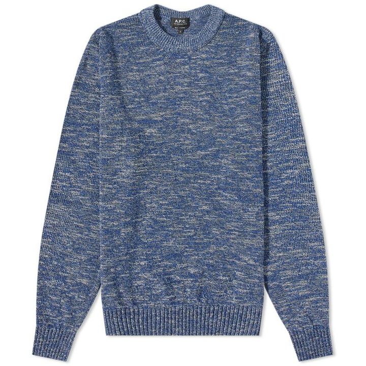 Photo: A.P.C. Men's Jerome Recycled Crew Knit in Blue