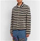 Loewe - Paula's Ibiza Appliquéd Striped Cotton-Terry Zip-Up Sweatshirt - Ecru