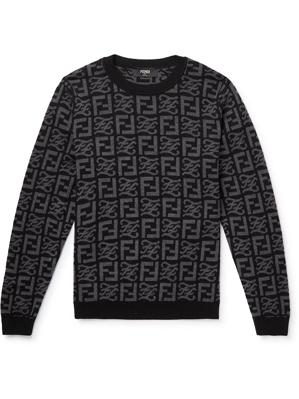 Photo: Fendi - Logo-Intarsia Wool Sweater - Black