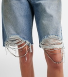 Area Distressed embellished denim shorts