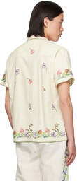 HARAGO Off-White Embroidered Shirt