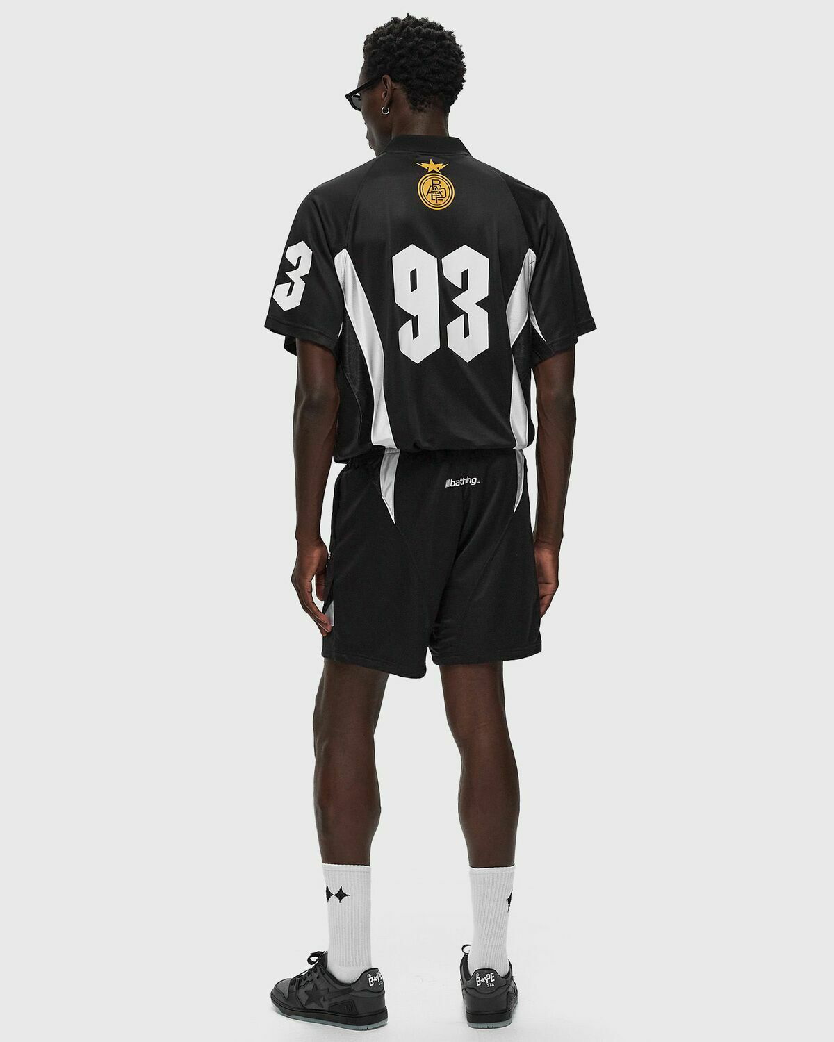 A Bathing Ape Multi Logo Relaxed Fit Soccer Jersey Black Jerseys A