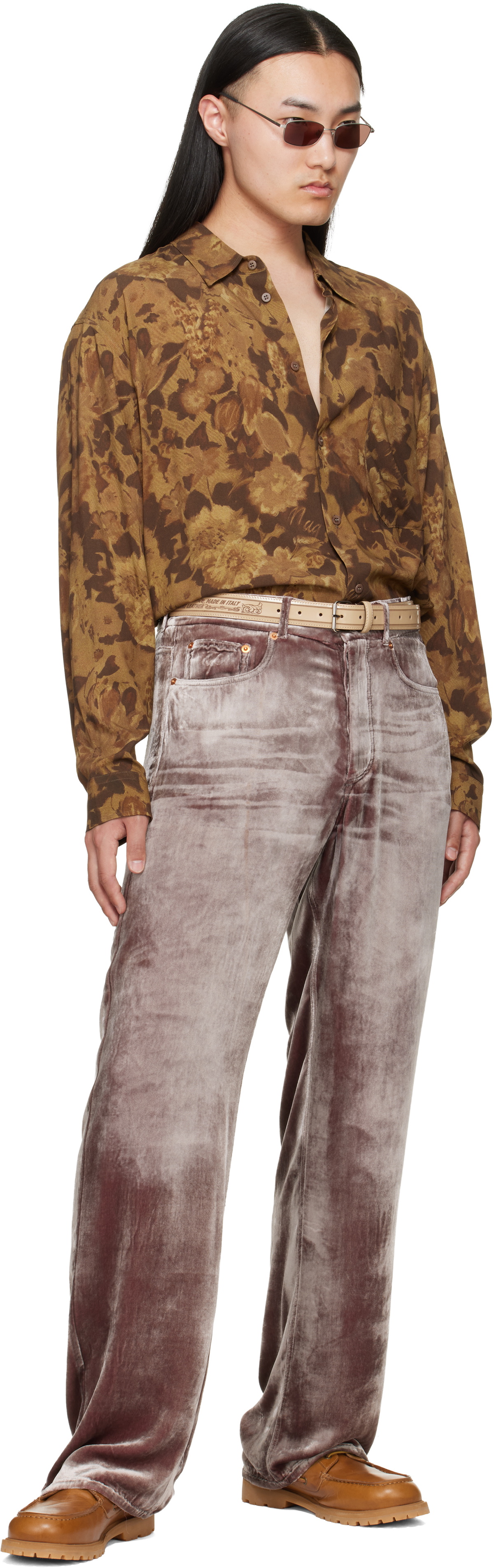 Magliano Brown Dried Flowers Long Sleeve Shirt