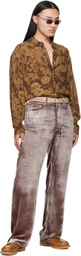 Magliano Brown Dried Flowers Long Sleeve Shirt