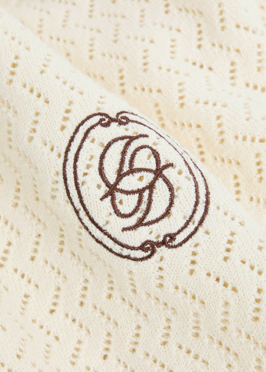 DRÔLE DE Monsieur Drole Maille Ajouré D Miroir Cotton Polo Shirt Off White