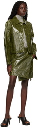 Song for the Mute Green Wrap Around Faux-Leather Miniskirt