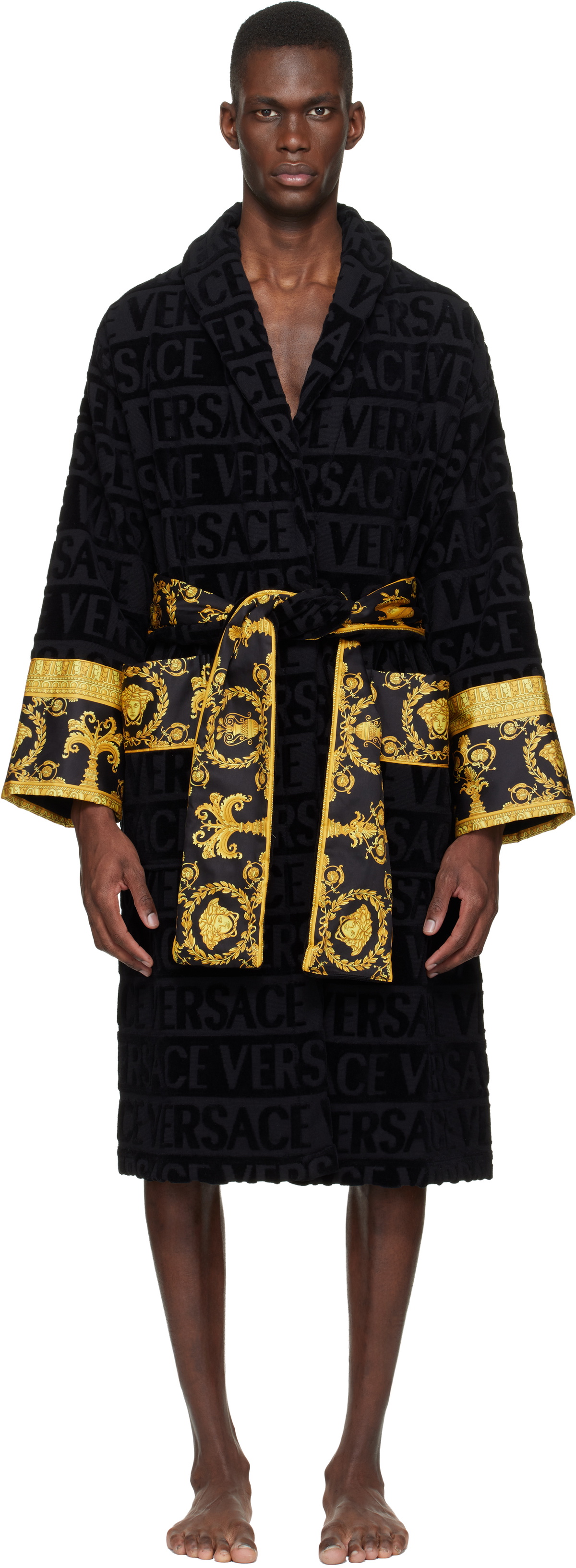 Versace Black 'I Heart Baroque' Bathrobe