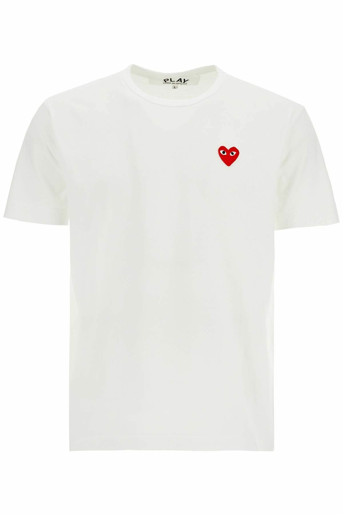 COMME DES GARCONS PLAY t-shirt cotone bianco con logo cuore rosso unisex White