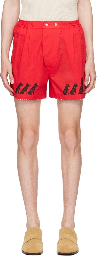 Photo: Bode Red Monday Boxer Shorts