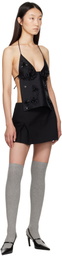 SHUSHU/TONG Black Embellished Corset Halter Top