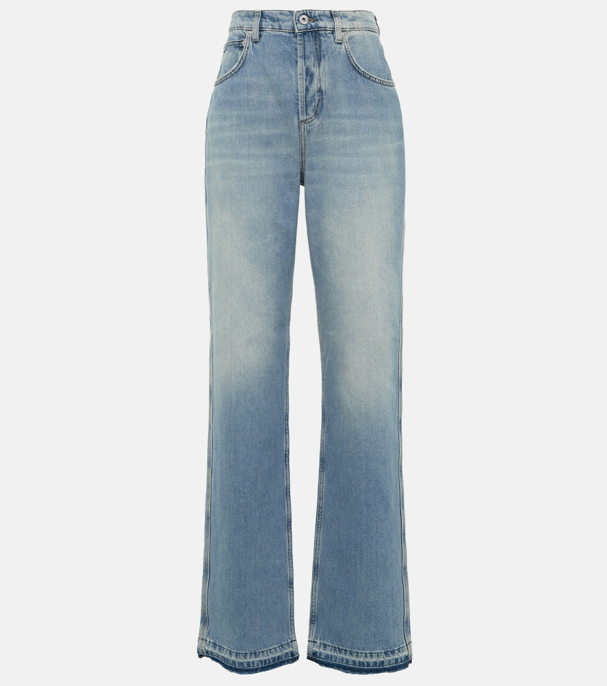 LOEWE High-rise cotton twill wide-leg pants ワイド パンツ High-rise cotton twill wide-leg pants in white - Loewe