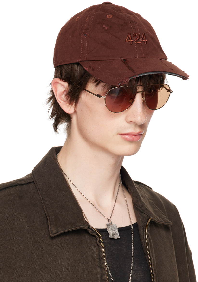 424 Brown Distressed Baseball Cap