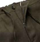 De Petrillo - Tapered Linen Drawstring Trousers - Green
