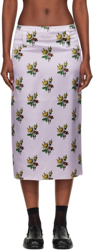 Photo: Meryll Rogge Pink Floral Satin Slip Midi Skirt