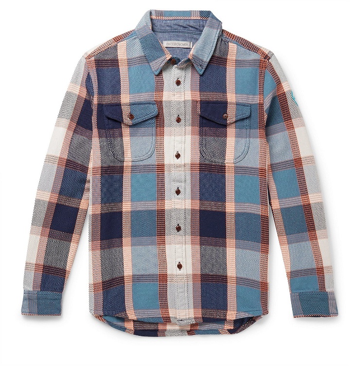 Photo: Outerknown - Blanket Appliquéd Checked Organic Cotton-Twill Overshirt - Blue