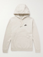 NIKE - Logo-Appliquéd Fleece-Back Cotton-Blend Jersey Hoodie - Neutrals