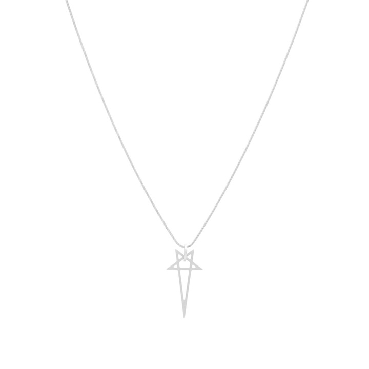 Photo: Rick Owens Women's Pentagram Charm Necklace in Palladio 
