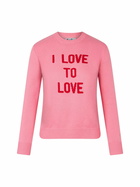 MC2 Saint Barth Woman Crewneck Pink Sweater I Love To Love Jacquard | Niki Dj Special Edition