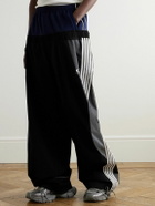 Balenciaga - Wide-Leg Layered Striped Tech-Jersey and Shell Track Pants - Blue