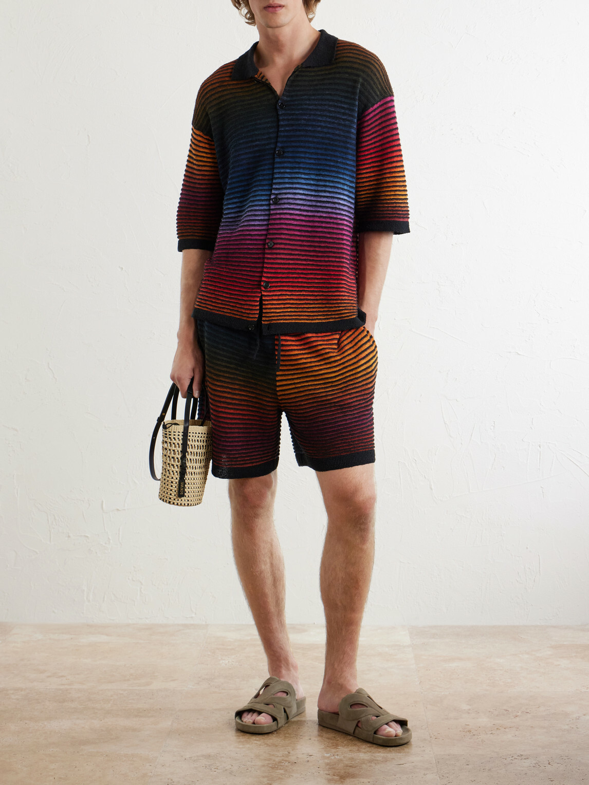 LOEWE - Paula's Ibiza Straight-Leg Striped Cotton-Blend Shorts - Multi