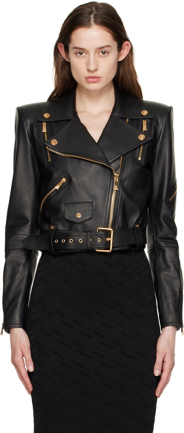 Versace Black Medusa Biker Leather Jacket Versace