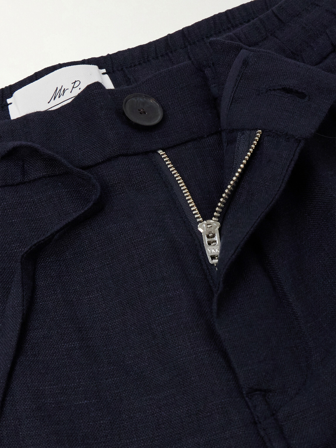 Mr P. - James Tapered Linen Drawstring Cargo Trousers - Blue