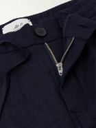 Mr P. - James Tapered Linen Drawstring Cargo Trousers - Blue