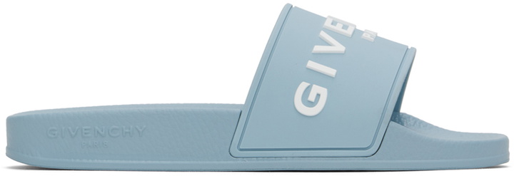 Photo: Givenchy Blue Slide Flat Pool Slides