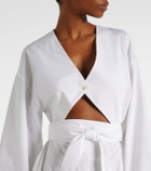 Alaïa Cutout cotton poplin midi dress