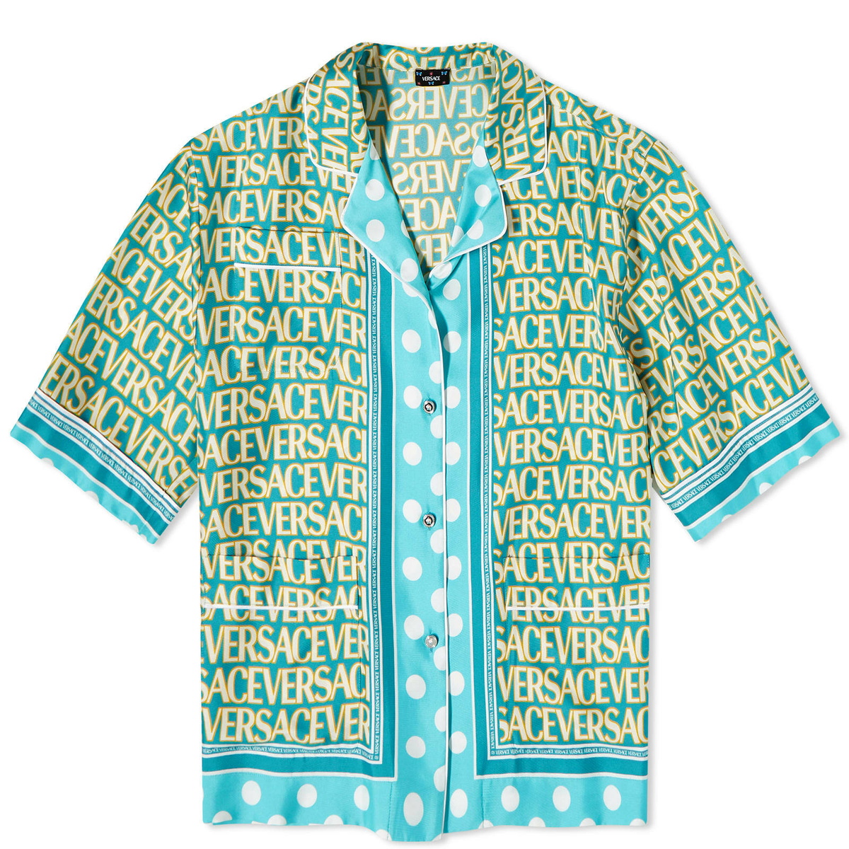 Versace Women's All Over Logo Shirt in Blue Versace