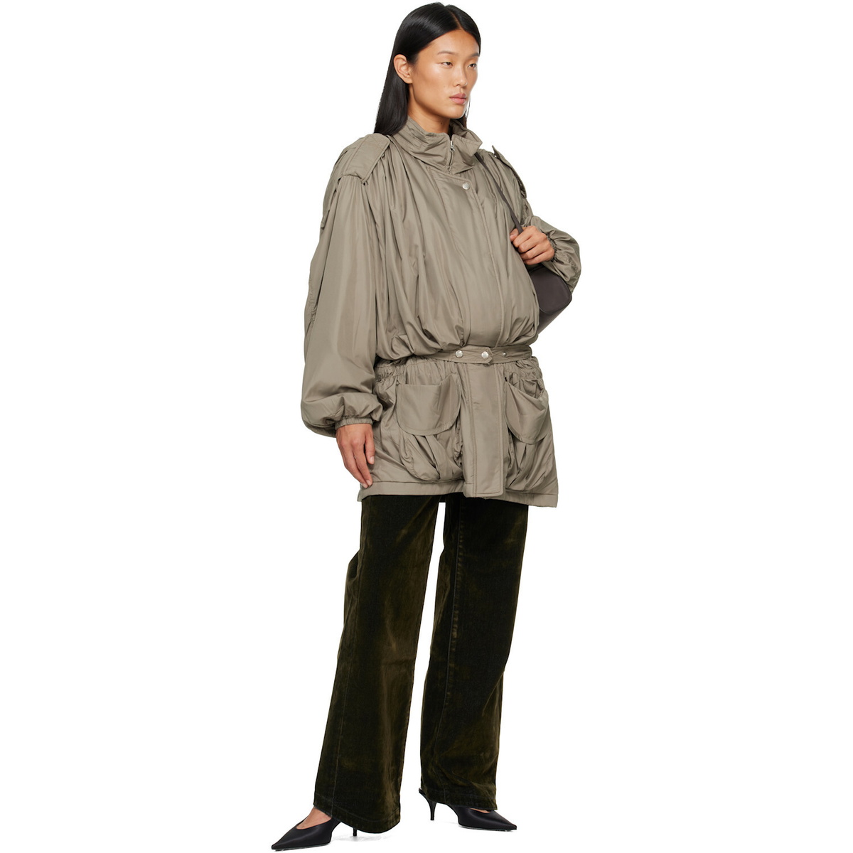 OPEN YY Khaki Belted Cargo Field Jacket
